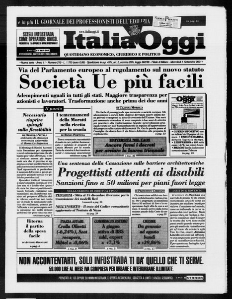 Italia oggi : quotidiano di economia finanza e politica